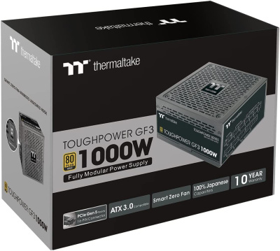 Блок питания Thermaltake ATX 1000W Toughpower GF3 Gen.5 80+ gold 24pin APFC 135mm fan 12xSATA Cab Manag RTL