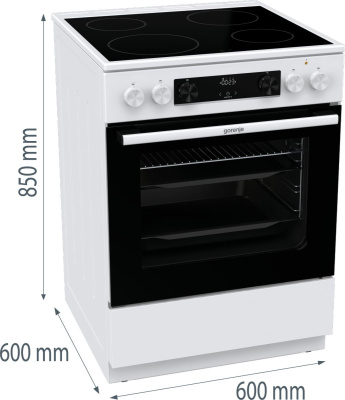 Плита Электрическая Gorenje GEC6C40WD белый стеклокерамика (без крышки)