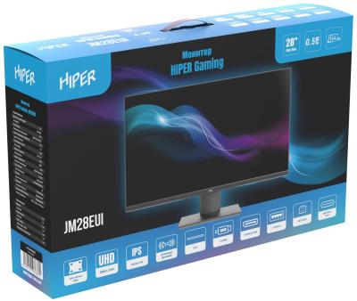 Монитор Hiper 28" Gaming JM28EUI черный IPS LED 0.5ms 16:9 HDMI M/M матовая HAS 350cd 178гр/178гр 3840x2160 144Hz FreeSync DP 4K USB 7.2кг