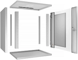 Шкаф коммутационный Cabeus (WSC-05D-12U55/45) настенный 12U 550x450мм пер.дв.стекл 30кг серый 390мм IP20 сталь