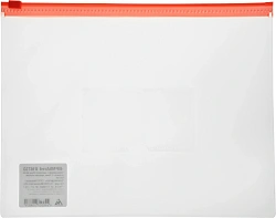 Папка на молнии ZIP Бюрократ -BPM5ARED A5 полипропилен 0.15мм карм.для визит. цвет молнии красный