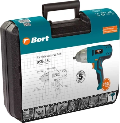 Гайковерт Bort BSR-550 550Вт патрон:квад.1/2" (кейс в комплекте) (93723880)