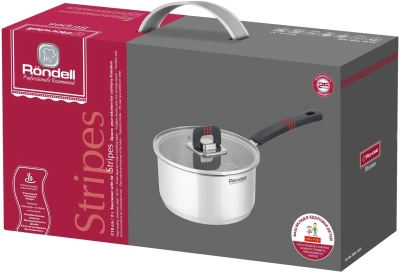 Ковш Rondell Stripes RDS-1635 2л. d=18см (с крышкой) стальной