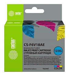 Картридж струйный Cactus CS-F6V18AE 123XL многоцветный (330стр.) (18мл) для HP DeskJet 1110/1111/1112/2130 с чипом