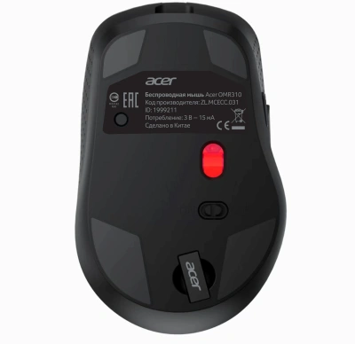 Мышь Acer OMR310 черный оптическая 1600dpi беспров. BT/Radio USB 7but (ZL.MCECC.031)