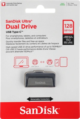 Флеш Диск Sandisk 128Gb Ultra Dual SDDDC2-128G-G46 USB3.0 серый/узор