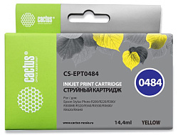 Картридж струйный Cactus CS-EPT0484 T0484 желтый (14.4мл) для Epson Stylus Photo R200/R220/R300/R320/R340/RX500/RX600/RX620/RX640 с чипом