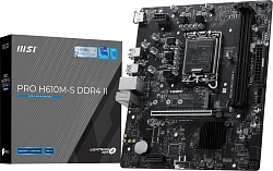 Материнская плата MSI PRO H610M-S DDR4 II Soc-1700 Intel H610 2xDDR4 mATX AC`97 8ch(7.1) GbLAN+HDMI