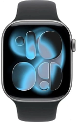 Смарт-часы Apple Watch Series 11 A3333 46мм OLED корп.серый космос Sport Band рем.черный разм.брасл.:M/L (MEV44LW/A)