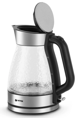 Чайник электрический Vitek VT-8808 1.7л. 2200Вт прозрачный/нержавеющая сталь корпус: стекло/металл