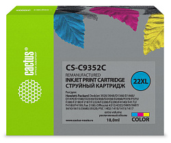 Картридж струйный Cactus CS-C9352C №22XL многоцветный (18мл) для HP DJ 3920/3940/D1360/D1460/D1470/D1560/D2330/D2360 с чипом