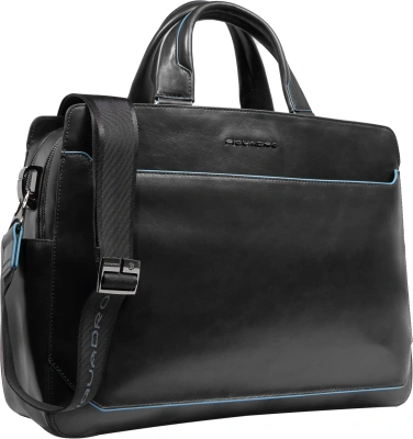 Деловая сумка Piquadro Blue Square CA6590B2/N с отделением для ноутбука черный натур.кожа