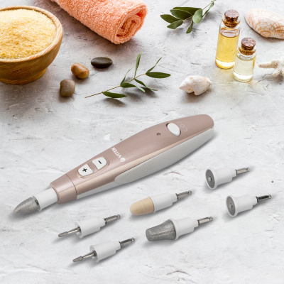 Маникюрно-педикюрный набор Vitek VT-2214 насадок в компл.:7шт (подсветка) золотистый/белый