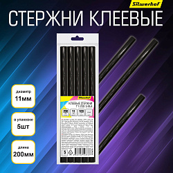Cтержни клеев. для клеев.пист. Silwerhof 11-200-5-BLA дл.200мм D11мм черный упак:5шт