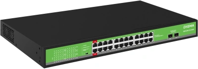 Коммутатор Digma DSP224G-2S-R400 (L2) 24x1Гбит/с 2SFP 24PoE 24PoE+ 2PoE++ 400W неуправляемый