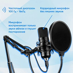 Микрофон проводной Оклик SM-700G 2.5м черный