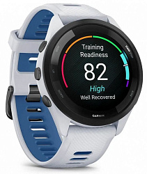 Смарт-часы Garmin Forerunner 265 33мм 1.3" AMOLED корп.черный/белый силикон рем.белый (010-02810-11)
