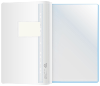 Папка-скоросшиватель Silwerhof A4 прозрач.верх.лист 30 вкладышей боков.перф. полипропилен голубой