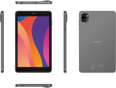 Планшет Digma Optima 8430E 4G T606 (1.6) RAM4Gb ROM64Gb 8" IPS 1280x800 4G 1Sim Android 14 серый 5Mpix 2Mpix BT WiFi microSD 128Gb 4000mAh