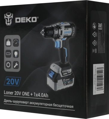 Дрель-шуруповерт Deko Loner 20V One аккум. патрон:быстрозажимной (085-1004)