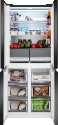 Холодильник Weissgauff WCD 450 Rock Glass NoFrost Inverter 3-хкамерн. графит темный