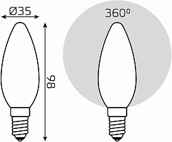 Лампа светодиодная Gauss Filament 103201209-D 9Вт цок.:E14 свеча 220B св.свеч.бел.нейт. (упак.:10шт)