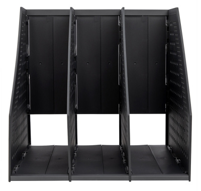 Лоток вертикальный Deli 78995DK-GREY 3отд. складной для бумаг A4 250х256х243мм темно-серый пластик