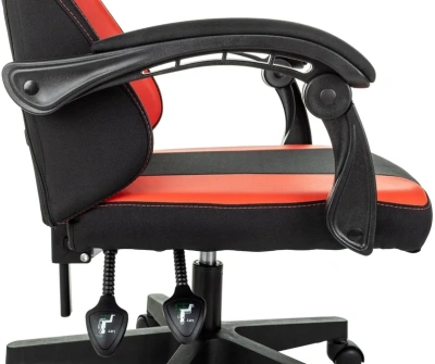 Кресло игровое Zombie Rudger черный/красный ткань/эко.кожа с подголов. крестов. пластик