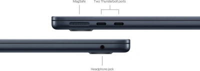 Ноутбук Apple MacBook Air A3113 M3 8 core 16Gb SSD256Gb/10 core GPU 13.6" Liquid Retina (2560x1664) macOS midnight WiFi BT Cam (Z1BC0022U)