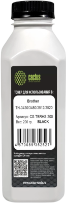 Тонер Cactus CS-TBRHS-200 черный флакон 200гр. для принтера Brother TN-3430/3480/3512/3520