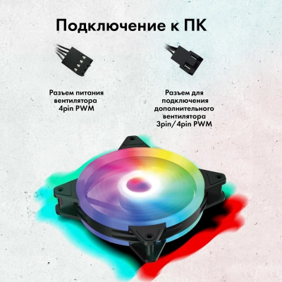 Вентилятор для корпуса GMNG GG-CF120FRGB2-PWMBK RGB 120х120x25 черный 4-pin 26дБ Ret