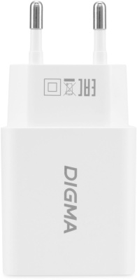 Сетевое зар./устр. Digma DGW2D 20W 3A+1A (PD+QC) USB-C/USB-A универсальное белый (DGW2D0F110WH)