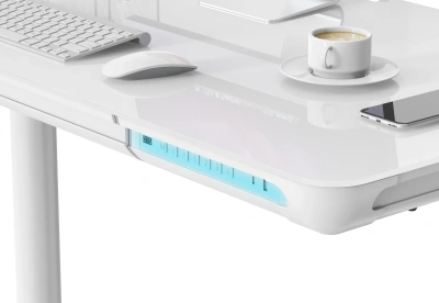 Стол для компьютера Cactus CS-EGD-WT-LED с электроприводом и подстветкой столешница закаленное стекло белый каркас белый 120x72x60см (CS-EGD-WT-LED)