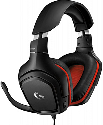 Наушники с микрофоном Logitech G332 Leatheratte черный/красный 2м накладные оголовье (981-000757)
