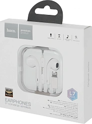 Гарнитура вкладыши Hoco L7 Plus 1.2м белый беспроводные bluetooth в ушной раковине