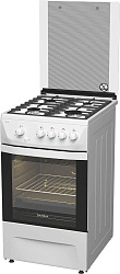 Плита Газовая Darina 1D1 GM 241 008 W белый/черный (стеклянная крышка) реш.чугун