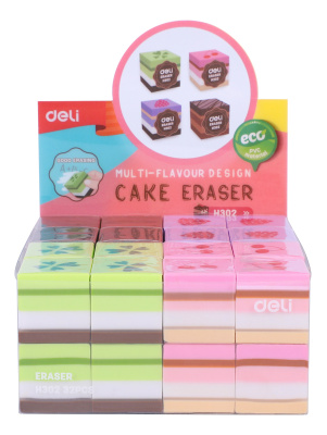 Ластик Deli EH302 прямоугольный 35x35x35мм ассорти индивидуальная картонная упаковка