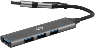 Разветвитель USB-C + USB-A Digma DHUB-4USB-AC-3.0 4порт. серебристый