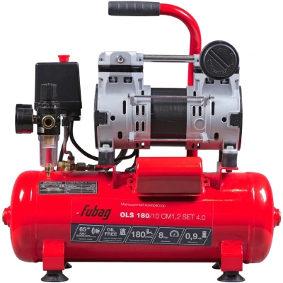 Компрессор поршневой Fubag OLS 180/10 CM1.2 Set 4.0 безмасляный 180л/мин 10л 900Вт красный/черный