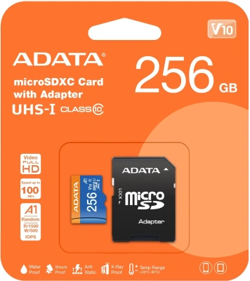 Флеш карта microSDXC 256GB A-Data AUSDX256GUICL10A1-RA1 Premier Pro + adapter