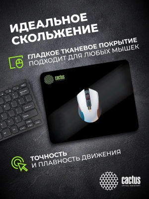 Коврик для мыши Cactus Black черный 220x180x2мм (CS-MPC-P01XS)