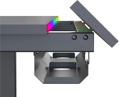 Стол для компьютера Cactus CS-EDXL-GBK с электроприводом и подсветкой RGB столешница МДФ черный карбоновый каркас черный 140x60см (CS-EDXL-GBK)