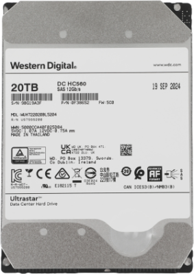 Жесткий диск WD SAS 3.0 20TB 0F38652 WUH722020BL5204 Server Ultrastar DC HC560 512E (7200rpm) 512Mb 3.5"
