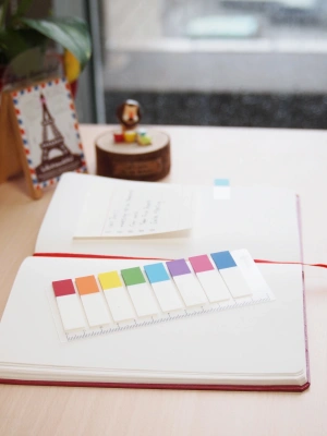 Закладки самокл. индексы пластиковые Stick`n 21467 12x45мм 8цв.в упак. 15лист с цветным краем на линейке европодвес