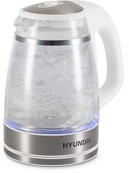 Чайник электрический Hyundai HYK-G3506 1.7л. 2200Вт белый/серебристый корпус: стекло