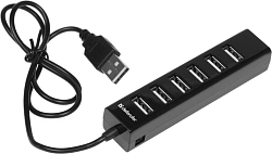 Разветвитель USB 2.0 Defender Quadro Swift 7порт. черный (83203)