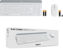 Клавиатура + мышь Logitech MK470 клав:белый/серый мышь:белый USB беспроводная slim (920-009207)