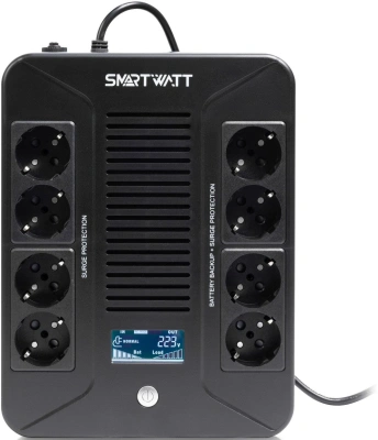 Источник бесперебойного питания Smartwatt Safe Pro LCD 360Вт 600ВА черный