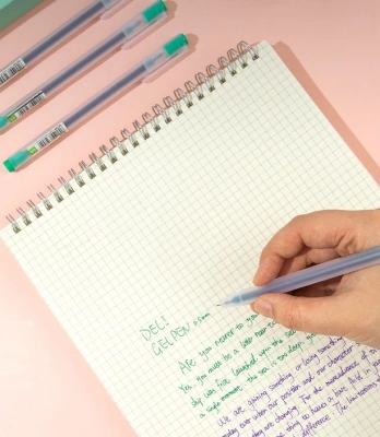 Ручка гелев. Deli Every EG67-GN прозрачный d=0.7мм зел. черн.