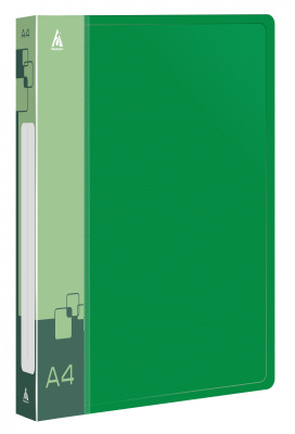 Папка на 4-х кольцах Бюрократ -0818/4RGRN A4 пластик 0.7мм кор.18мм внутр. с вставкой зеленый